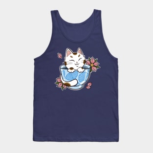 japanese tea cat tattoo Tank Top